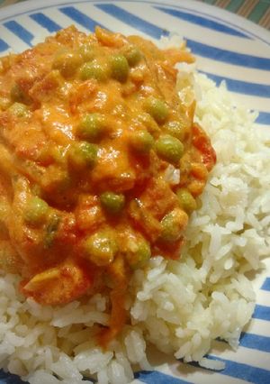 Una foto de Arroz con salsa vegan