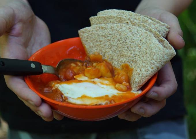 Chorizo, Gnocchi, baked beans and egg one pot family feast