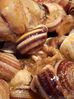 Una foto de Caracoles con conejo