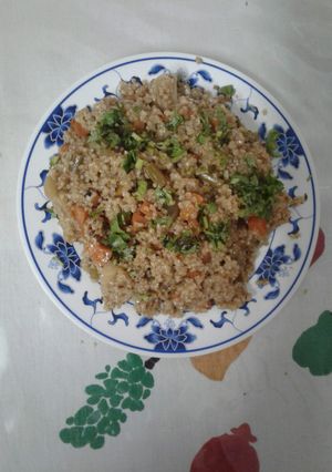 A picture of Vegetable daliya khichdi.