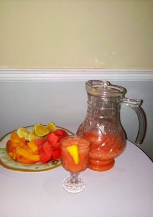 A picture of Mango and water melon smoothie.