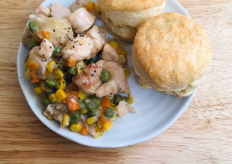 Steps to Make Speedy Chicken Pot “No Pie” with Buttermilk Biscuits