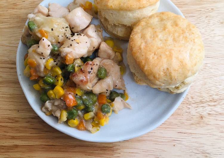 How to Make Homemade Chicken Pot “No Pie” with Buttermilk Biscuits