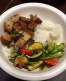 Crispy Pork & Vegetales Salteados