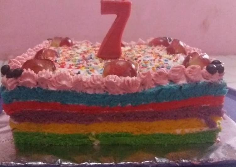 Resep Rainbow cake lembut, Lezat Sekali