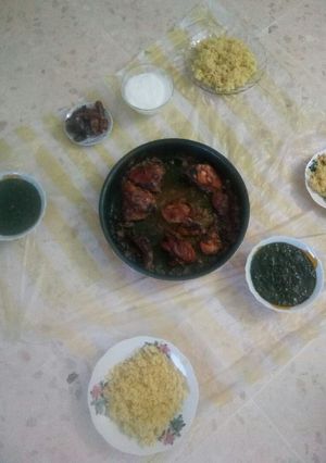 صورة لوصفة صينيه رز وملوخيه