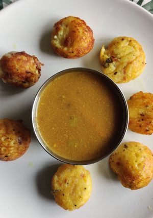 A picture of Leftover rice kuzhi paniyaram/ Appe.