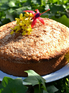 Una foto de Torta de naranja con bagazo de coco y dulce de leche❤