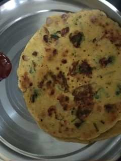 A picture of Crispy and tasty Besan chilla or veg omelette.