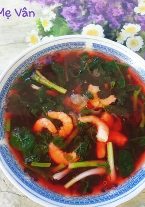 Hình của món Canh rau dền mồng tơi nấu tôm.