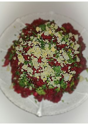 Una foto de Risotto de remolacha