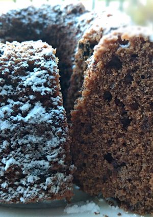 Una foto de Budín de chocolate y arándanos