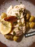 Filetto di cernia tricolore, con olive e peperoncino