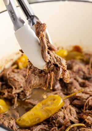 A picture of Mississippi Pot Roast in the Oven.