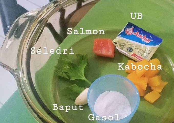 Mpasi Pertama 6month,Gasol Salmon kabocha