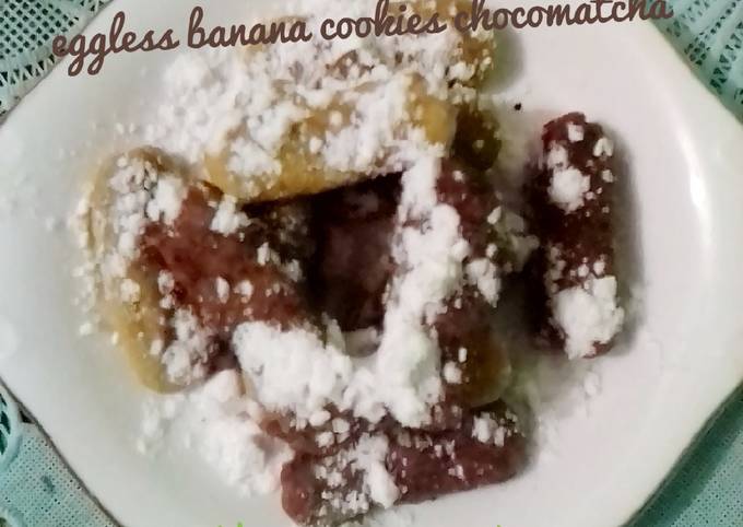 Eggless banana cookies chocomatcha