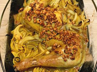 Poulet Rôti au Safran Noisettes et miel by Ottolenghi