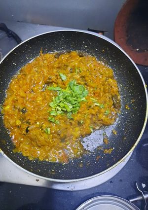A picture of Baingan Bharta(Kathiyawadi sabji).