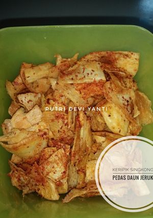 Foto resep Keripik Singkong Pedas Daun Jeruk