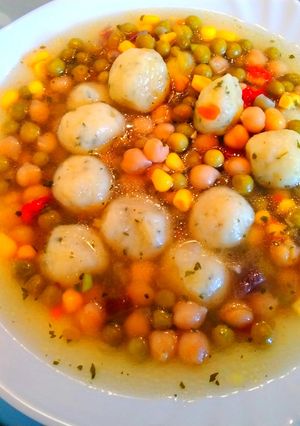 Krumpli gombócos zöldségleves recept fotója