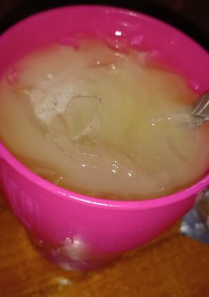A picture of Pineapple 🍍 and ginger drink.