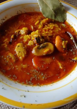 Una foto de Arroz Meloso Campero, con Mejillones