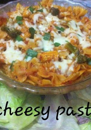 A picture of Baked Red pasta in red sauce.