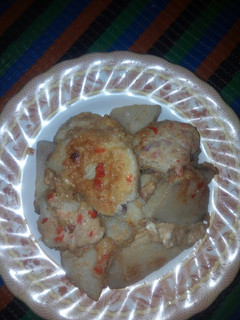 A picture of Fry yam and egg.