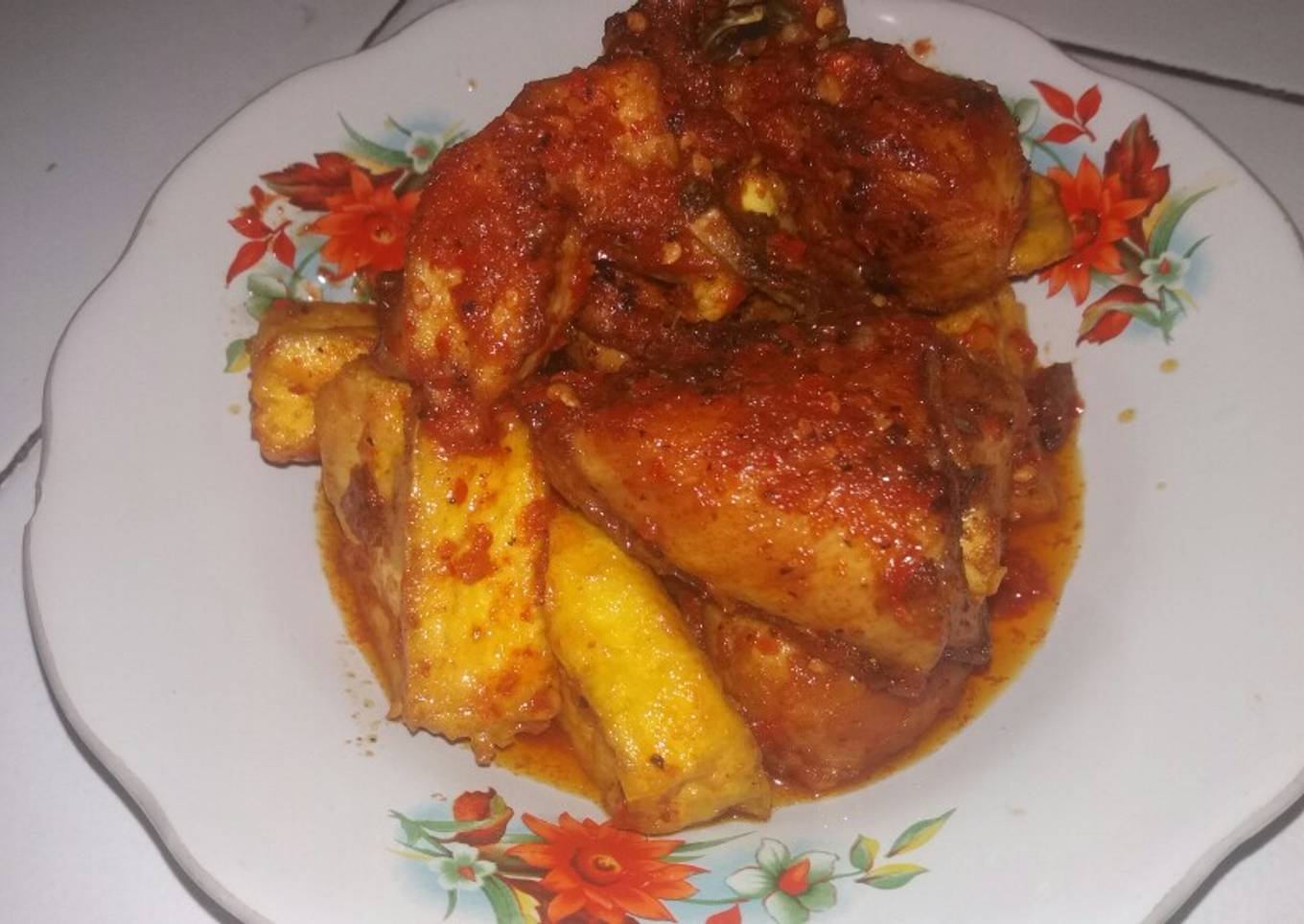 Ayam balado + tahu