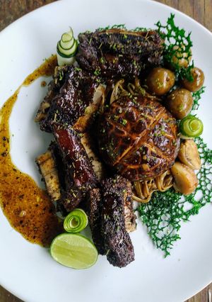 Foto resep Roasted Short Ribs with Black Coffee BBQ Sauce and Shitake
