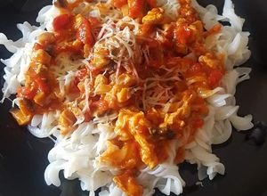 O poză a rețetei Paste (fusilli) cu ciuperci și pui.