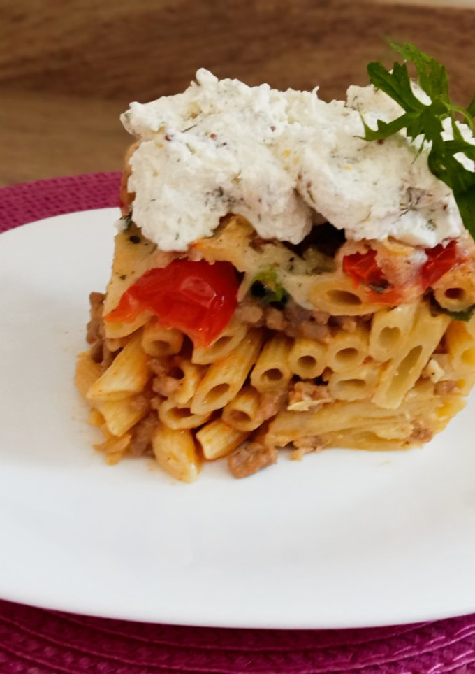 Una foto de Macarrones gratinados con crema agria