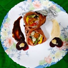 A picture of Beetroot Homous Wraps.