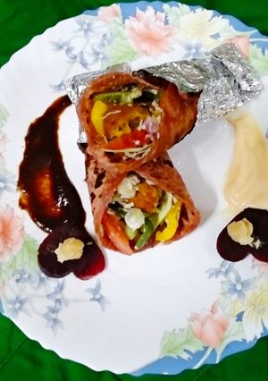 A picture of Beetroot Homous Wraps.