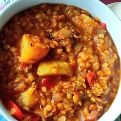 A picture of Spicy Sausage and Lentil Casserole.