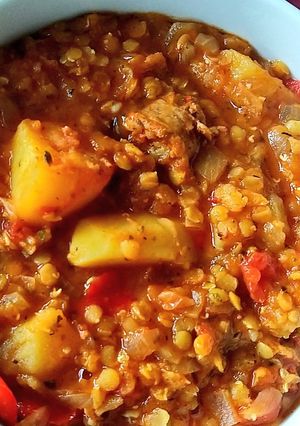 A picture of Spicy Sausage and Lentil Casserole.