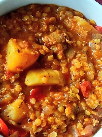 Easy Steps to Prepare Spicy Sausage and Lentil Casserole the So Delicious Delicious