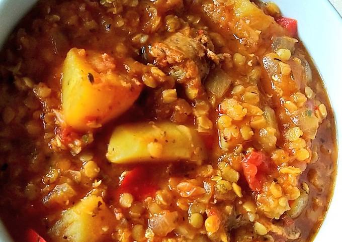 Spicy Sausage and Lentil Casserole