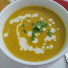A picture of Pumpkin and carrot soup.