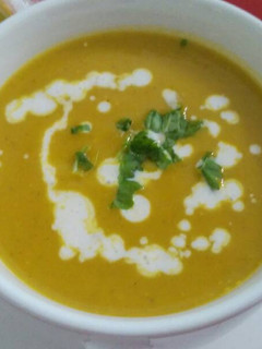 A picture of Pumpkin and carrot soup.
