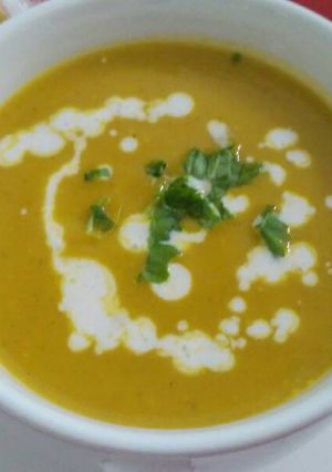 A picture of Pumpkin and carrot soup.