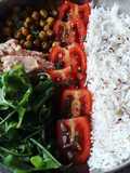 Piatti Smart n°2: riso basmati, ceci croccanti, salmone, verdure
