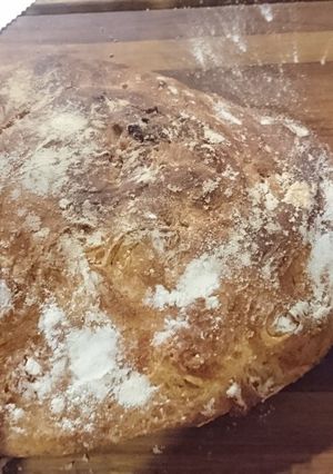 A picture of Flour dusted ciabatta.
