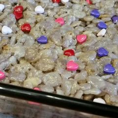 A picture of "Heart You" Rice Krispies.