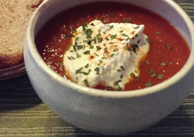 Recipe of Any-night-of-the-week Roasted Red Pepper and Tomato Soup