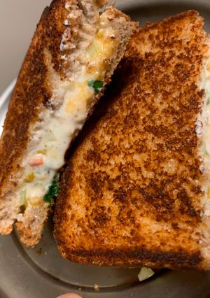 A picture of Hung Curd Vegetable Sandwich.