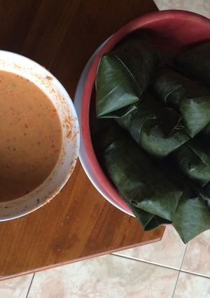 Foto resep Lontong isi ebi,sambal kacang