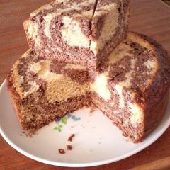 A picture of Chocolate and rose zebra cake.