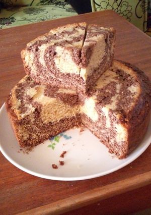 A picture of Chocolate and rose zebra cake.