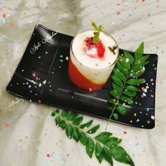 A picture of Mango panna cotta/ mango - vanilla pudding.